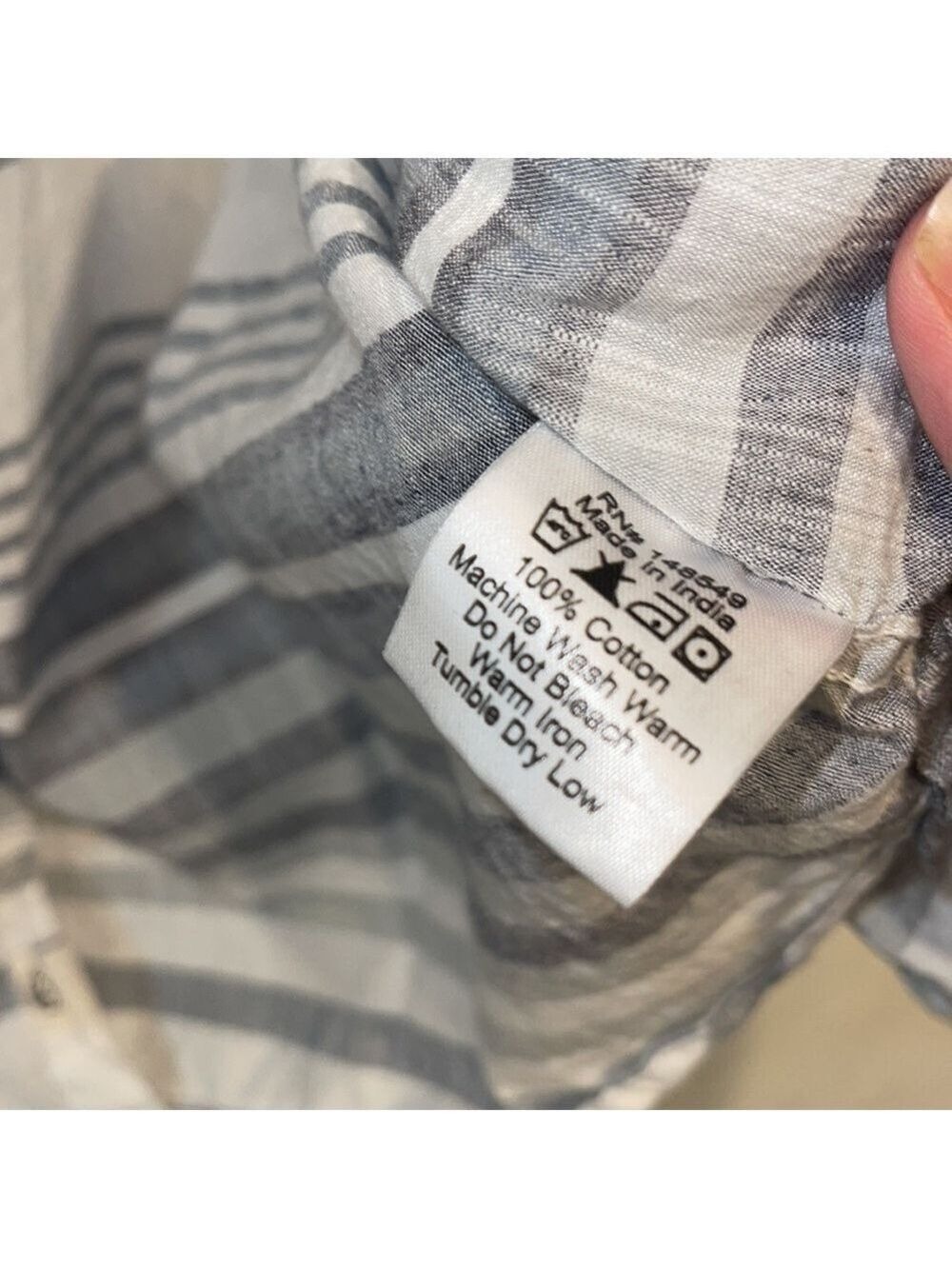 Free Planet Mens White/Gray Striped Collared Short Sleeve Button Up Shirt - Picture 5 of 6
